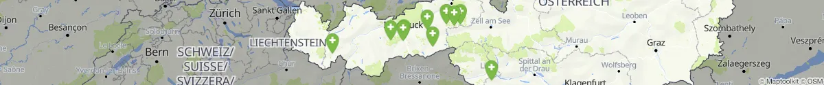 Kartenansicht für Apotheken-Notdienste in Tirol